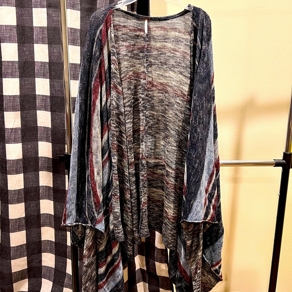 Free People Multicolor Open Knit Tunic - Navy, Gray, Red